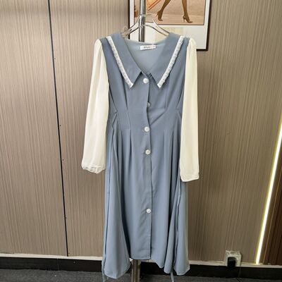 1766撤柜AL气质收腰女装新款秋季显瘦法式娃娃长袖衬衫连衣裙