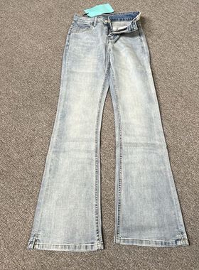 8202撤柜时尚美式复古水洗微喇牛仔裤拖地马蹄