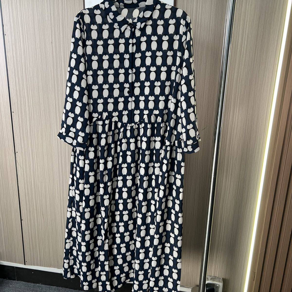 9771品牌撤柜南油货夏季薄款企鹅印花宽松版连衣裙女