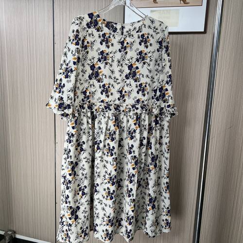 9701撤柜南油货时尚女士碎花中式连衣裙短袖夏季新款潮流妈妈宽松