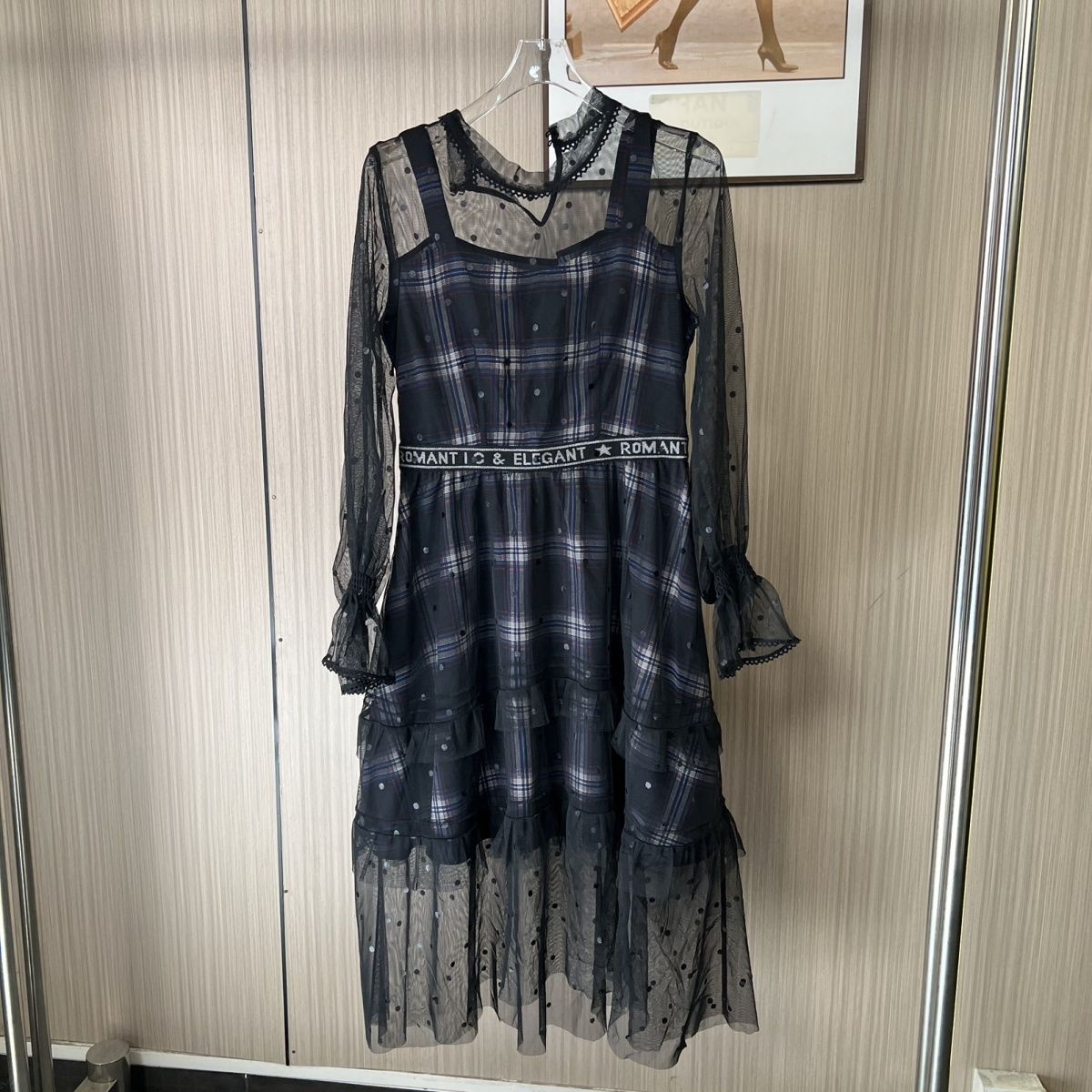 10534撤柜XG连衣裙裙子新款蕾丝显瘦网纱仙气长袖气质