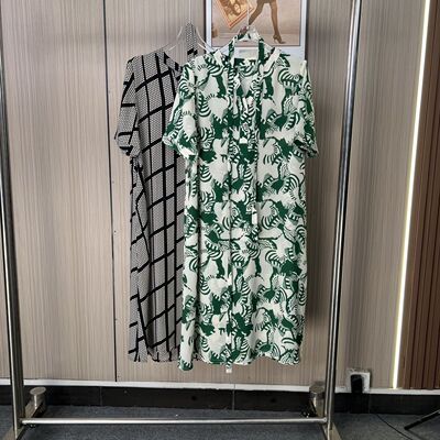 0199撤柜南油连衣裙衬衫新款显瘦时尚气质夏季碎花宽松印花裙短袖