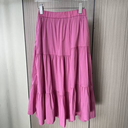 4507剪标撤柜女式夏季褶裥蛋糕飘逸高腰长款半身裙显瘦新款减龄