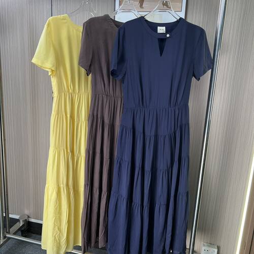 5580撤柜DS夏季新品莱赛尔连衣裙新款女装爆款过膝款蛋糕裙子