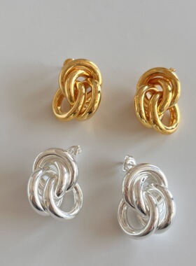 重工款丹麦Lie studio圆环耳钉女小众极简高级感多圈双环耳扣耳饰