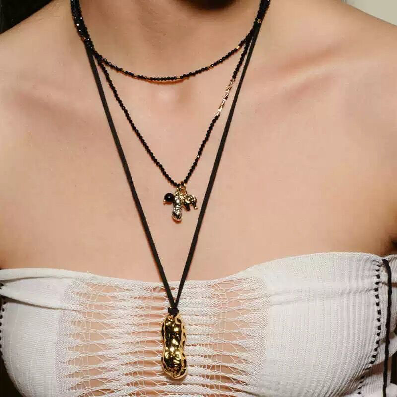 吴昕同款好事花生绑绳长款项链好运好事发生秋冬新款毛衣链小众女