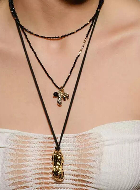 吴昕同款好事花生绑绳长款项链好运好事发生秋冬新款毛衣链小众女