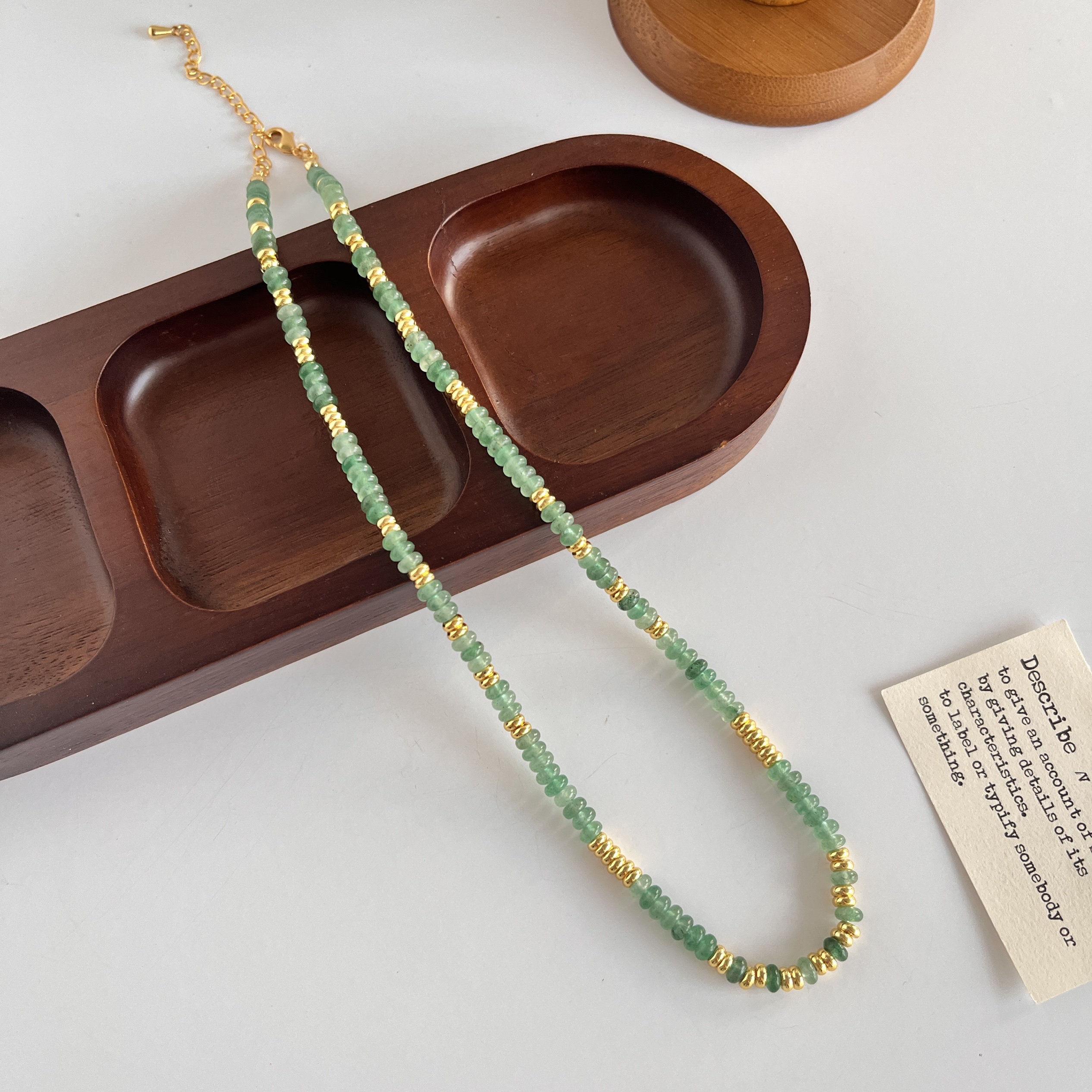 小众天然东陵玉彩色飞盘项链女手工串珠复古气质高级感百搭锁骨链