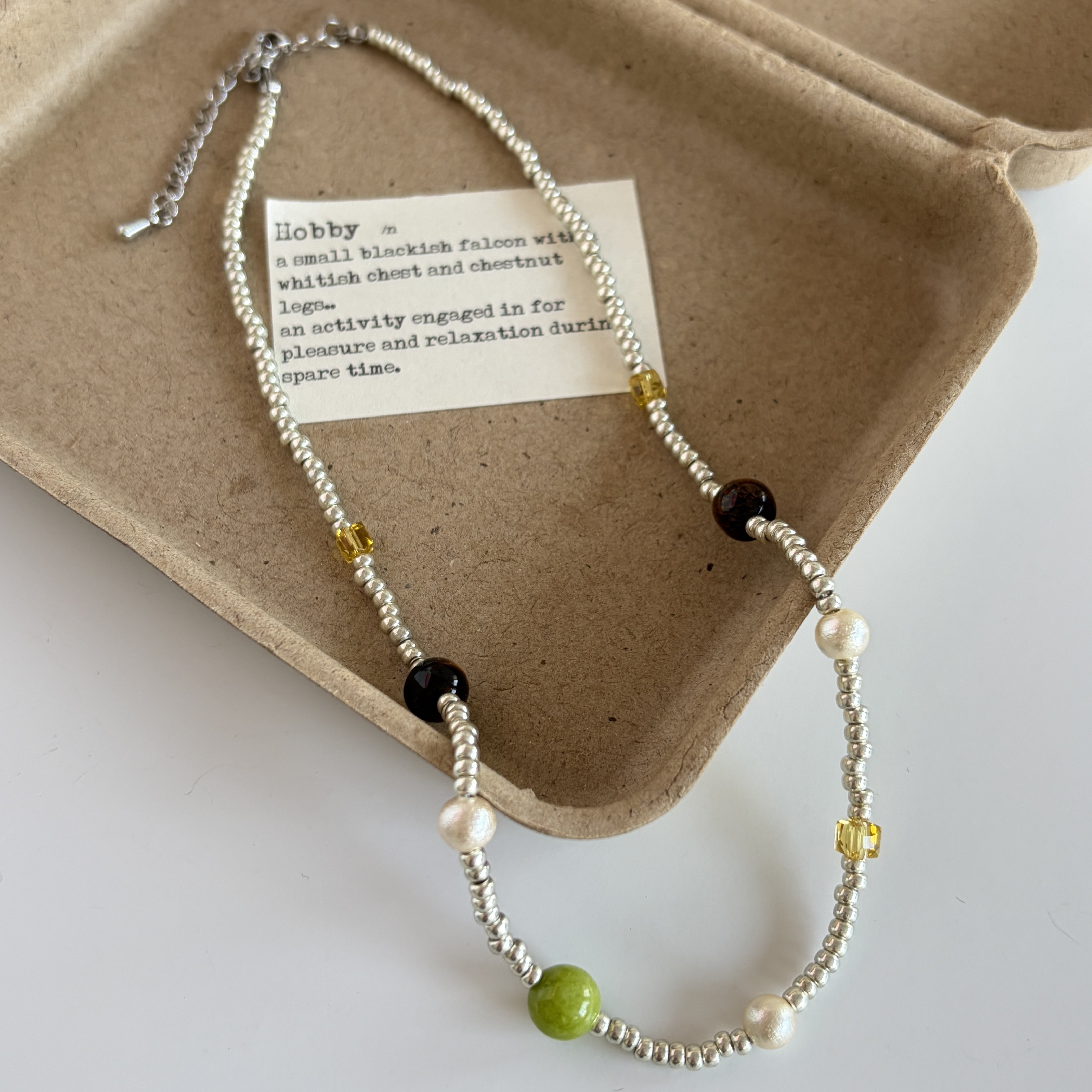 天然石虎眼石日本进口米珠手工串珠项链女度假风百搭叠戴锁骨链