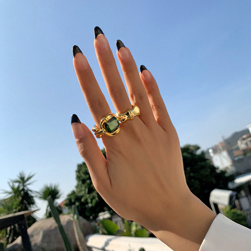 粗竹节戒指女宽版气质百搭简约