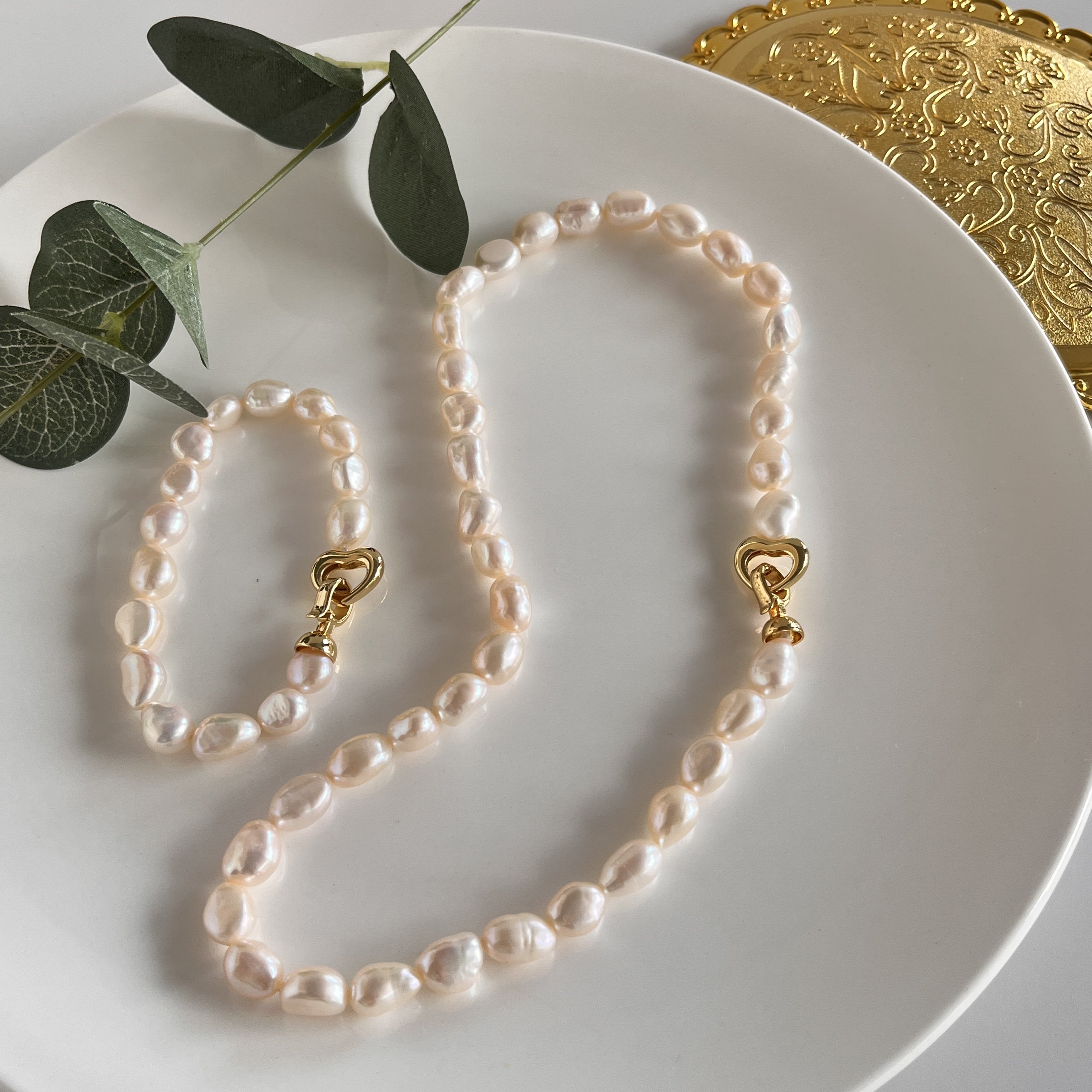 天然大颗粒粉色炫彩异形巴洛克淡水珍珠项链女法式轻奢优雅锁骨链