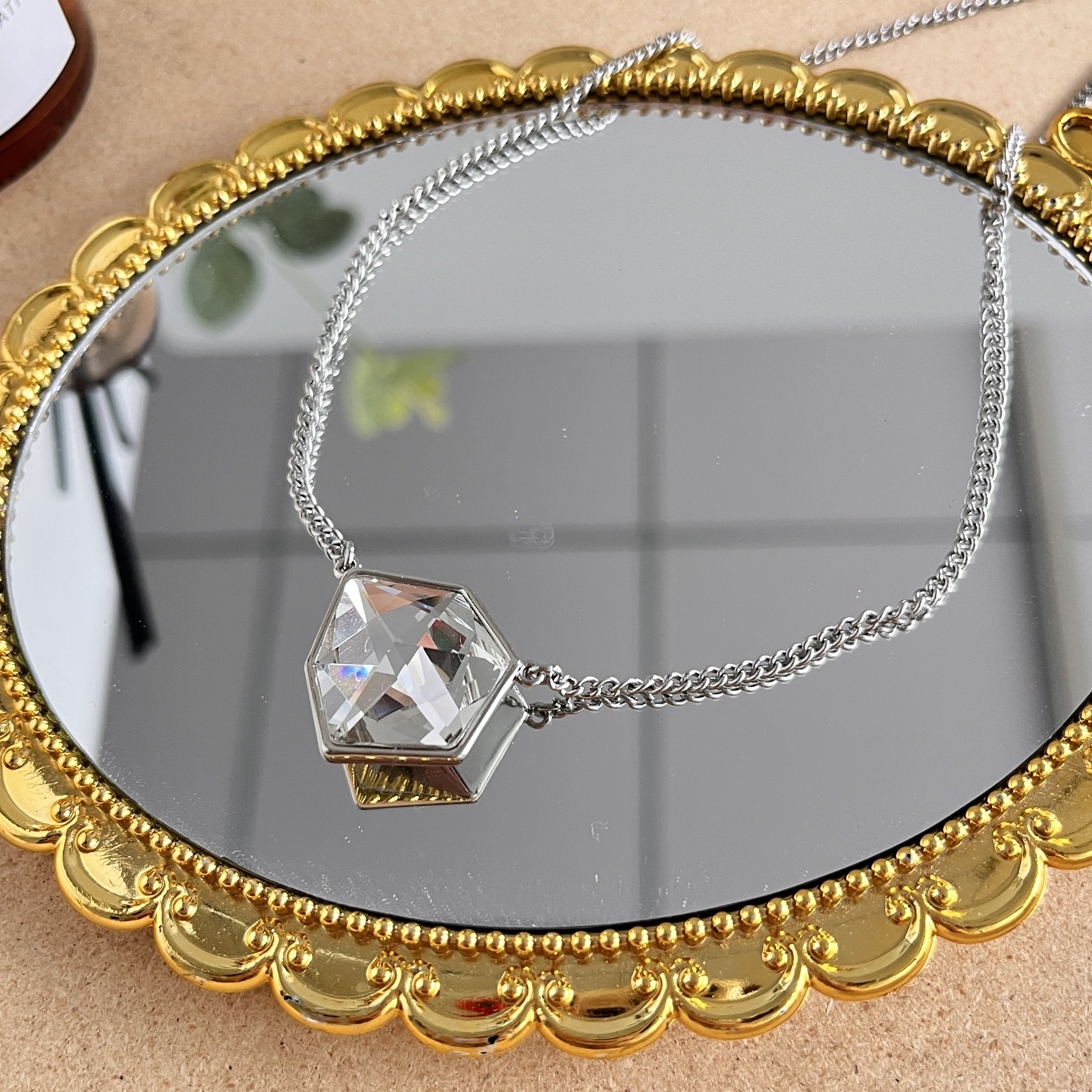 轻奢风菱曜星辰几何镶嵌项链女时尚气质吊坠小众设计款百搭耳钉