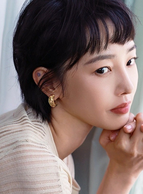 好团圆向前白百合同款镂空花朵耳环女布契拉提风复古耳扣气质简约