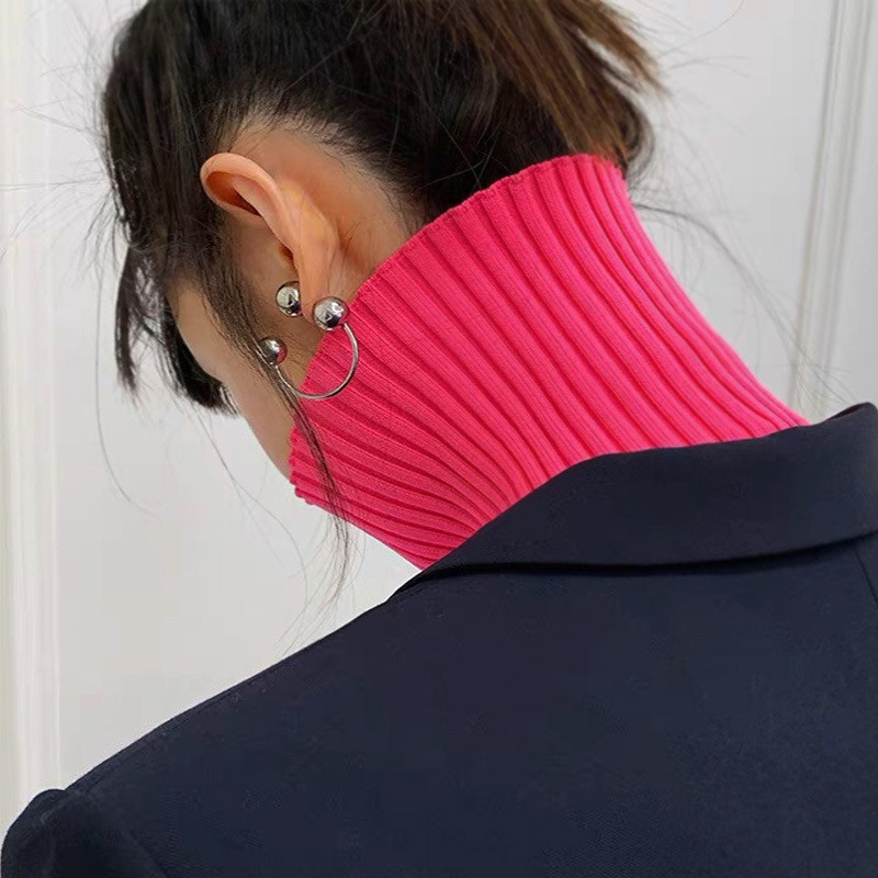 欧美新款耳环时髦气质高级感圆珠耳钉女显脸小个性潮流ins耳饰品