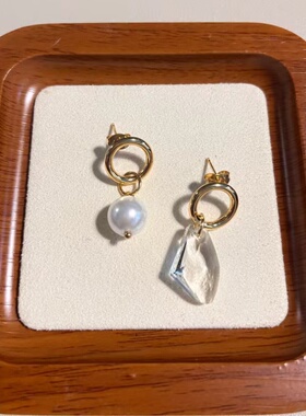 珍珠耳环女欧美ins冷淡风不对称耳环个性小众设计感夸张耳环新款