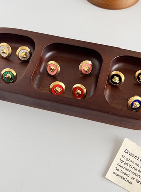 百搭男女~轻奢复古做旧希腊人头像黑金币圆形耳钉耳环小巧vintage