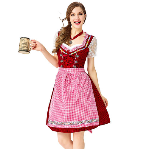万圣派对服啤酒女仆格子裙Bavaria Oktoberfest beer girl costum