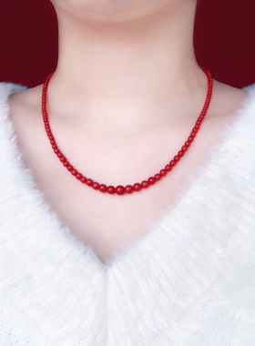 圆珠塔链女中国红简约