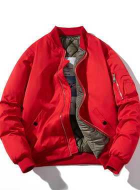 秋冬季新款大红色简约棒球