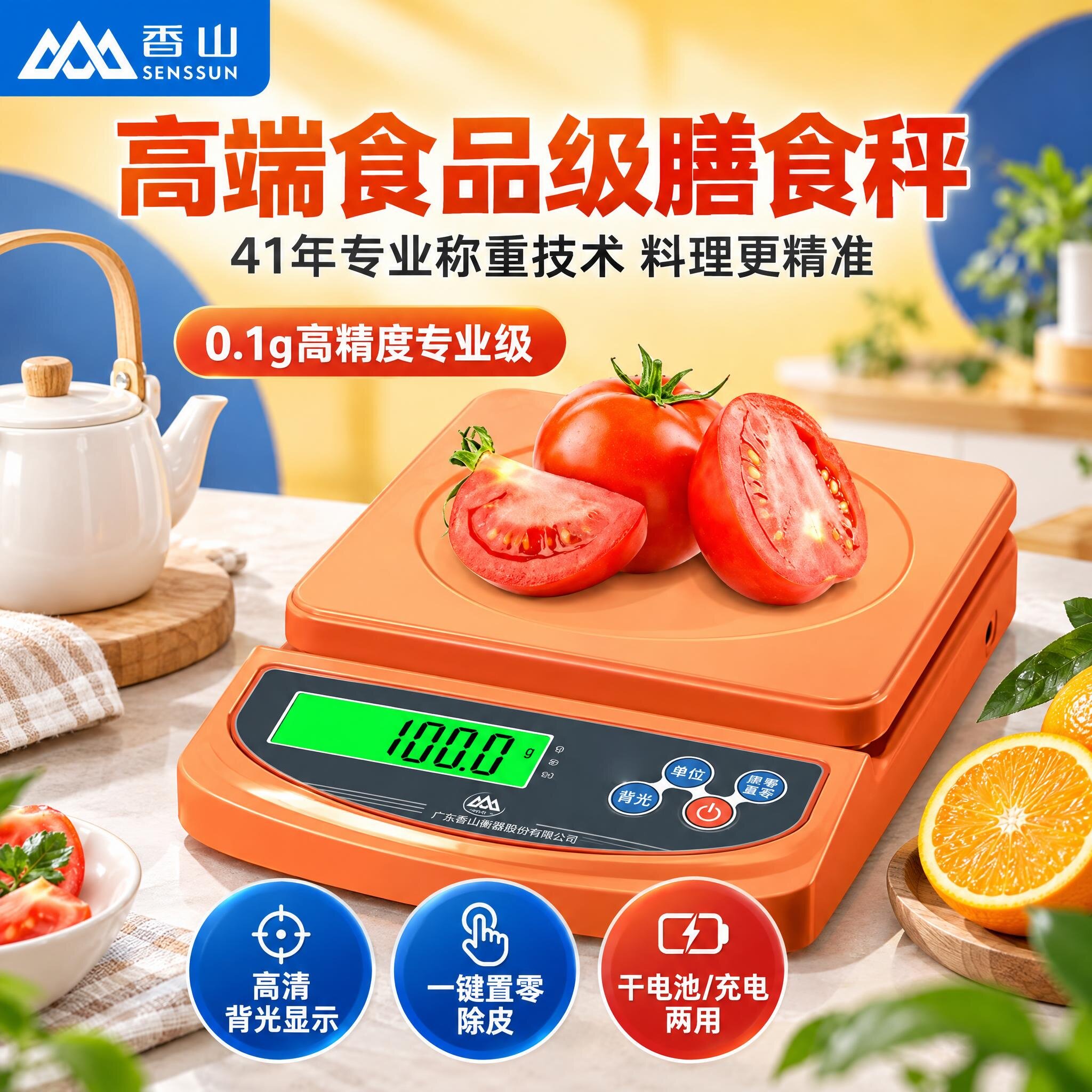 精品香山康美厨房秤家用烘焙电子秤小型天平01克食物克称工具包邮