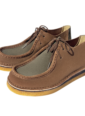 三鞋匠Beenflex复古翻毛皮男士沙漠靴休闲舒服皮鞋烟胶底系带牛皮