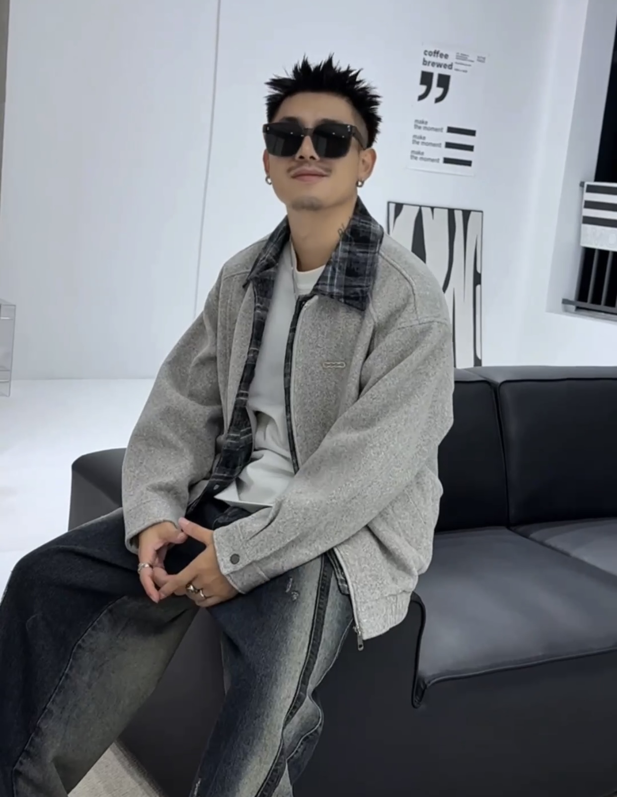 2025秋冬痞帅外套男宽松高街潮牌港风日系原宿风韩潮流宽松假2件