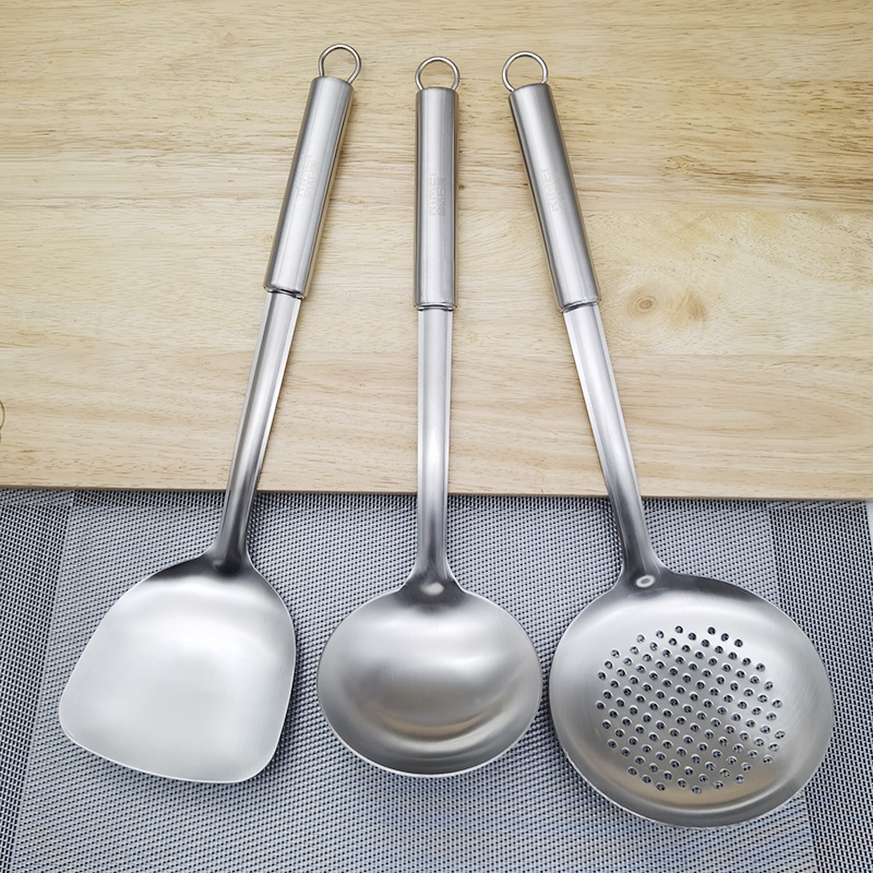 金达日美不锈钢锅铲汤勺漏勺厨房炒菜家用铲子防烫木手柄厨具套装