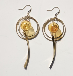 Universe Search 黄铜质感宇宙彩球耳环耳钩耳夹