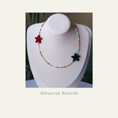 Universe Search「色彩计划」圣诞色系绒布撞色自由锁骨链项链