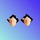 复古小众个性 Universe Search 黑白格娃娃耳环耳钉耳夹