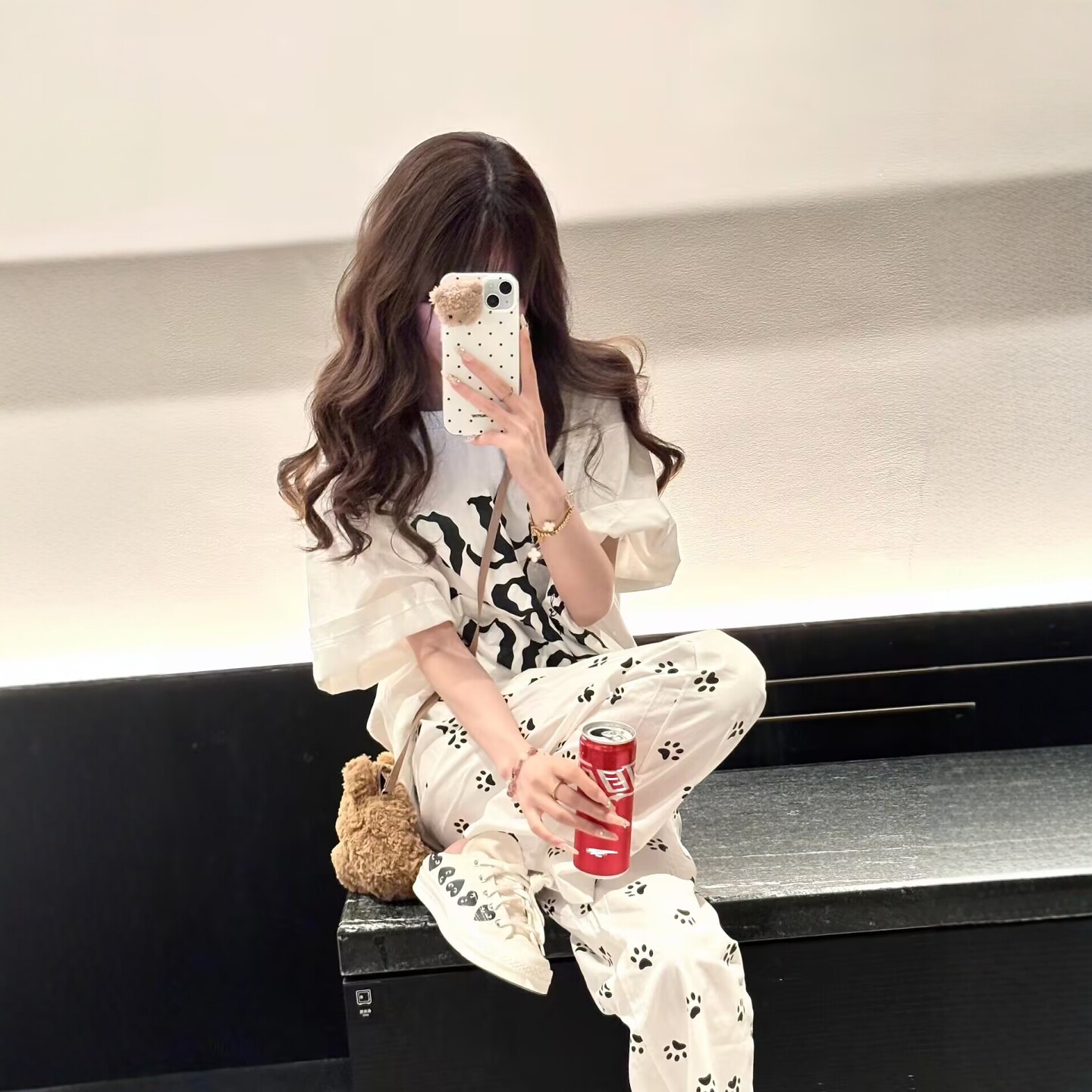 休闲运动服套装女夏季纯棉短袖T恤长裤小清新减龄百搭学生两件套