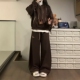 女秋冬连帽卫衣阔腿裤 复古休闲运动服套装 OOTD两件套 美式 2025新款