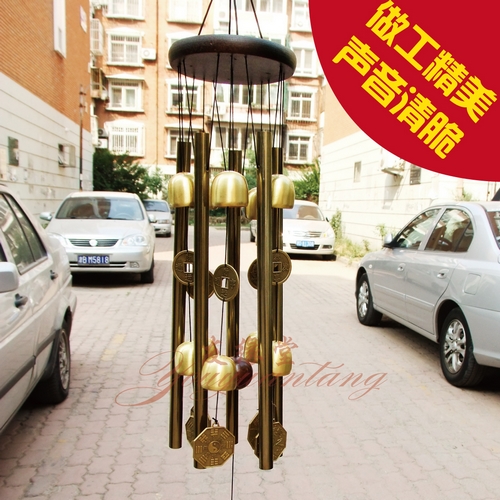 黄铜风铃挂饰门饰 五管铃铛挂件金属风铃配件 阳台挂件古风中国风