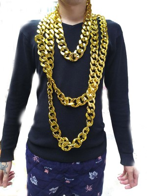 仿真道具塑料加粗夸张土豪金项链