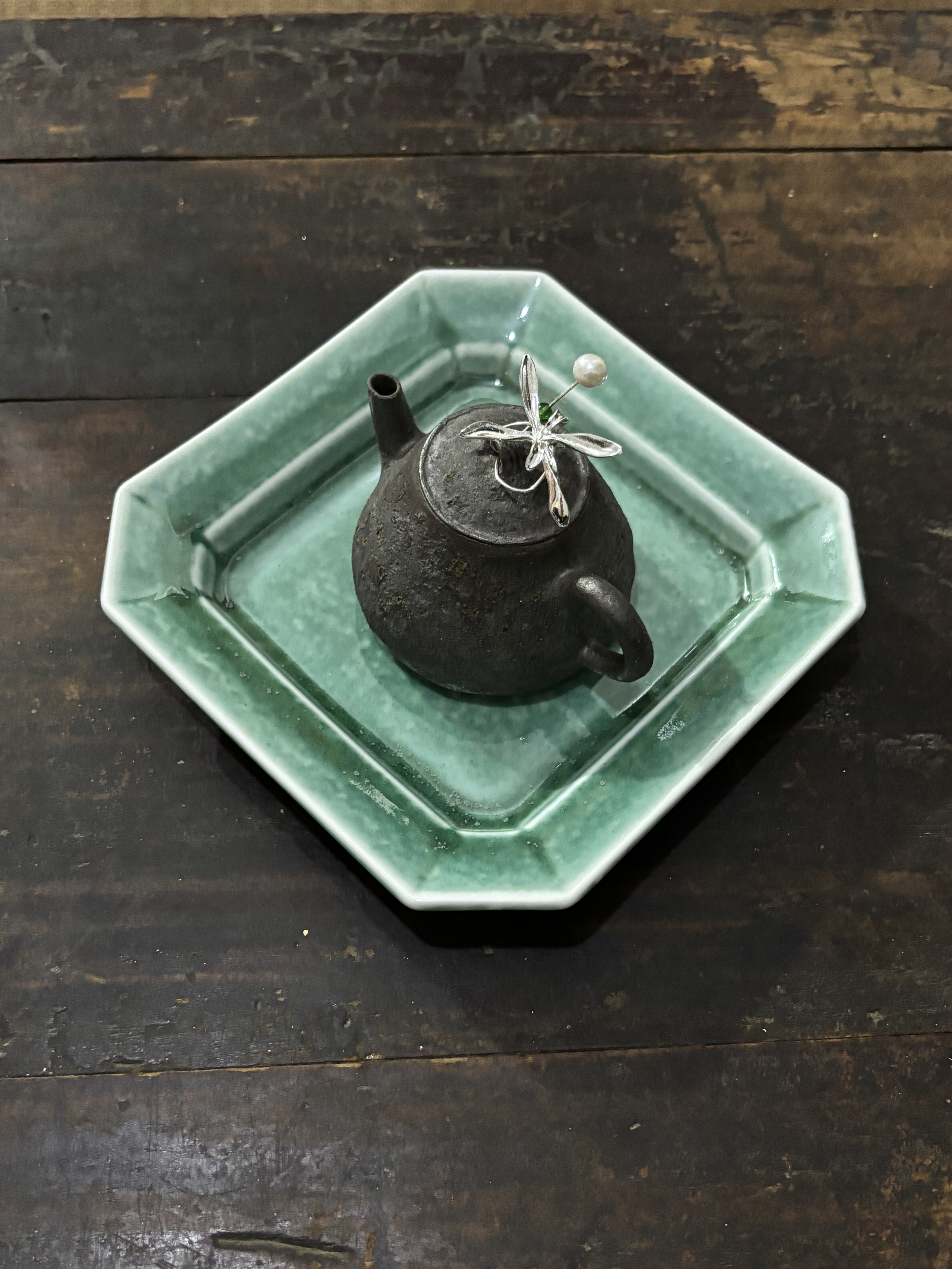 日本洒蓝茶盘干泡盘茶托盘壶承隔热垫果子钵茶道配件