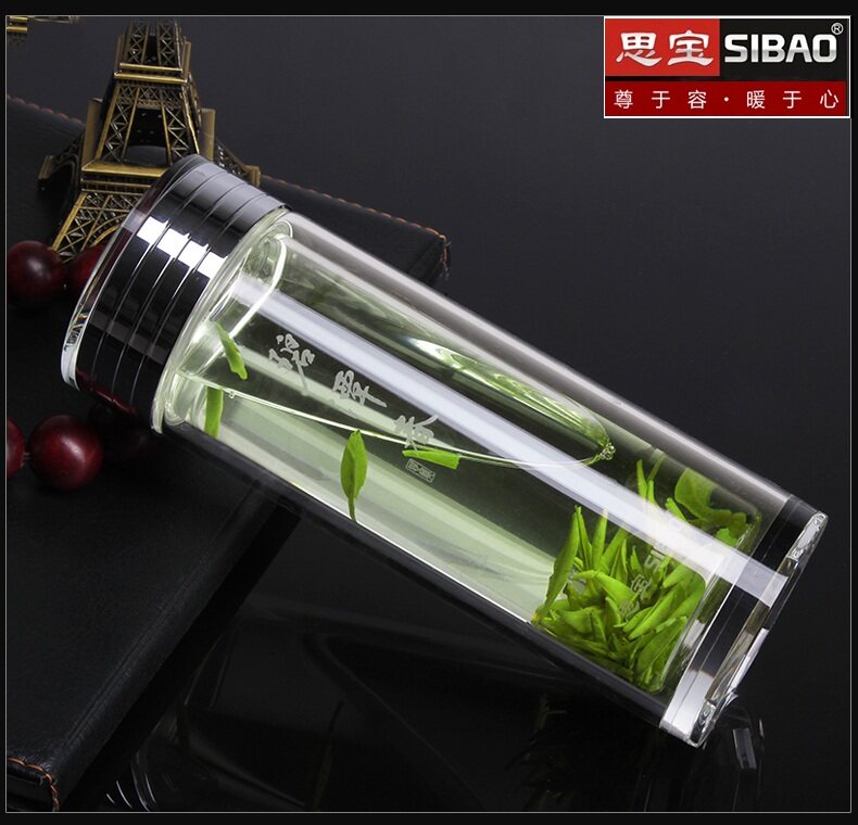 思宝碧潭便携水晶商务保温玻璃杯