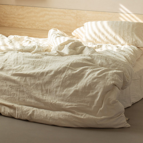 极简风纯白不染色四件套床单被罩