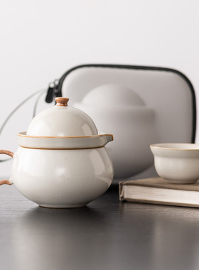 云窝汝窑福到快客杯陶瓷旅行茶具便携功夫茶具套装单人一壶一杯