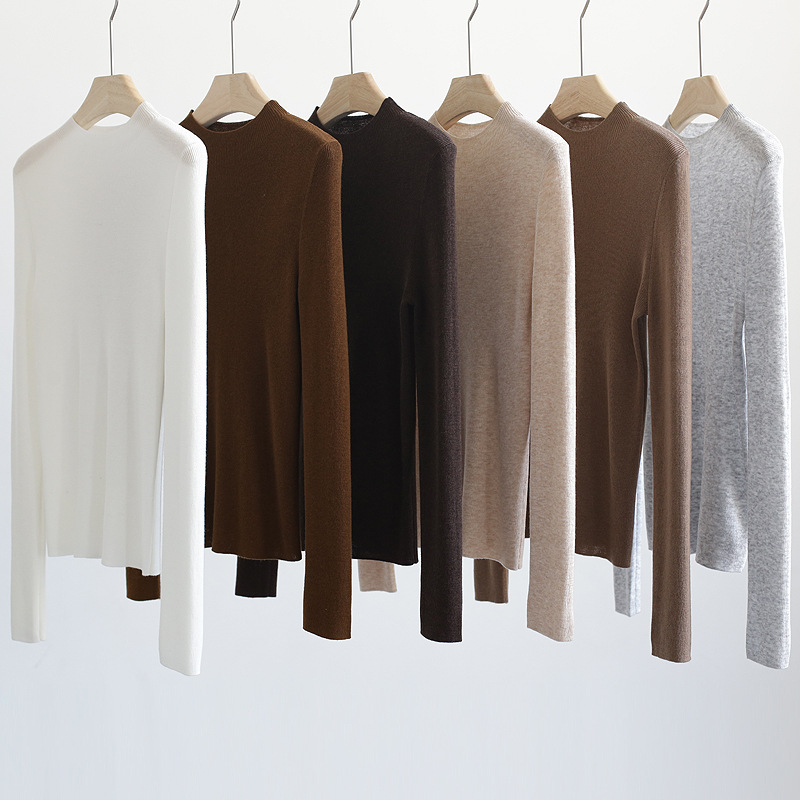 羊毛打底衫半高领薄毛衣针织衫