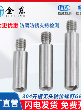 304不锈钢GB831一字开槽外螺纹圆柱销无头台阶螺钉轴位销钉M2M3M4