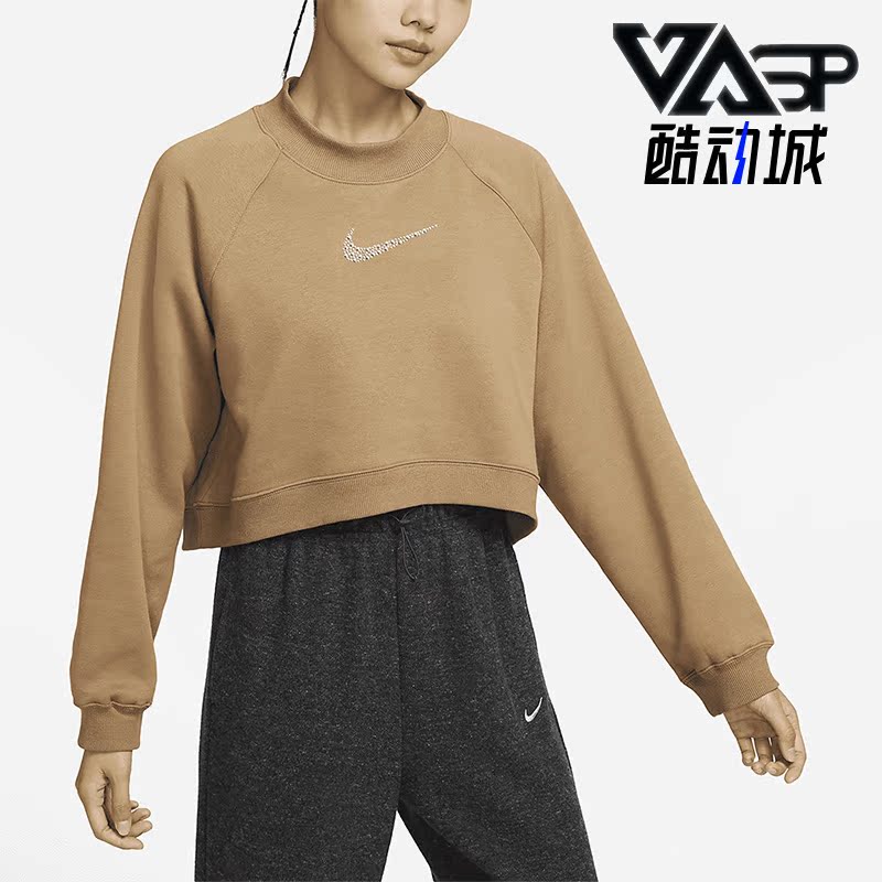 耐克女简约休闲运动短款圆领卫衣