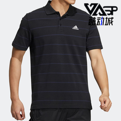 阿迪达斯男子翻领条纹POLO衫