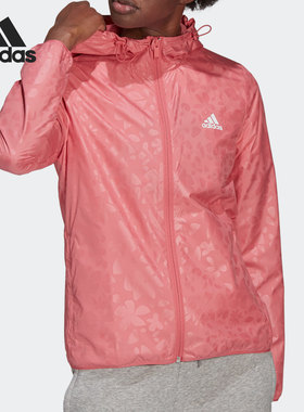Adidas/阿迪达斯正品春季运动服连帽上衣粉色休闲夹克 GQ0617