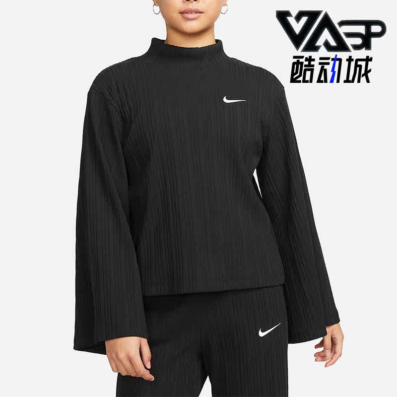 耐克针织女运动套头宽松长袖卫衣图片