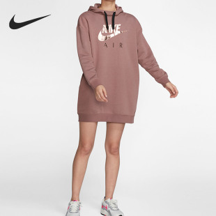 Nike/耐克新款女子针织舒适运动中长连帽卫衣套头衫 CJ5002