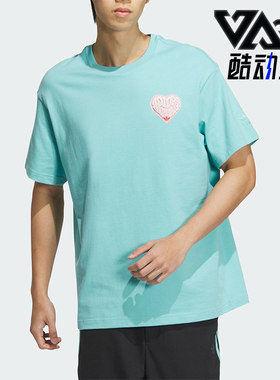 Adidas/阿迪达斯正品三叶草情侣款印花宽松针织短袖T恤JE3471