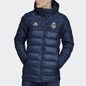 男子皇马足球训练连帽棉服 冬季 DX8706 阿迪达斯正品 Adidas