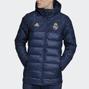 Adidas/阿迪达斯正品 冬季男子皇马足球训练连帽棉服 DX8706