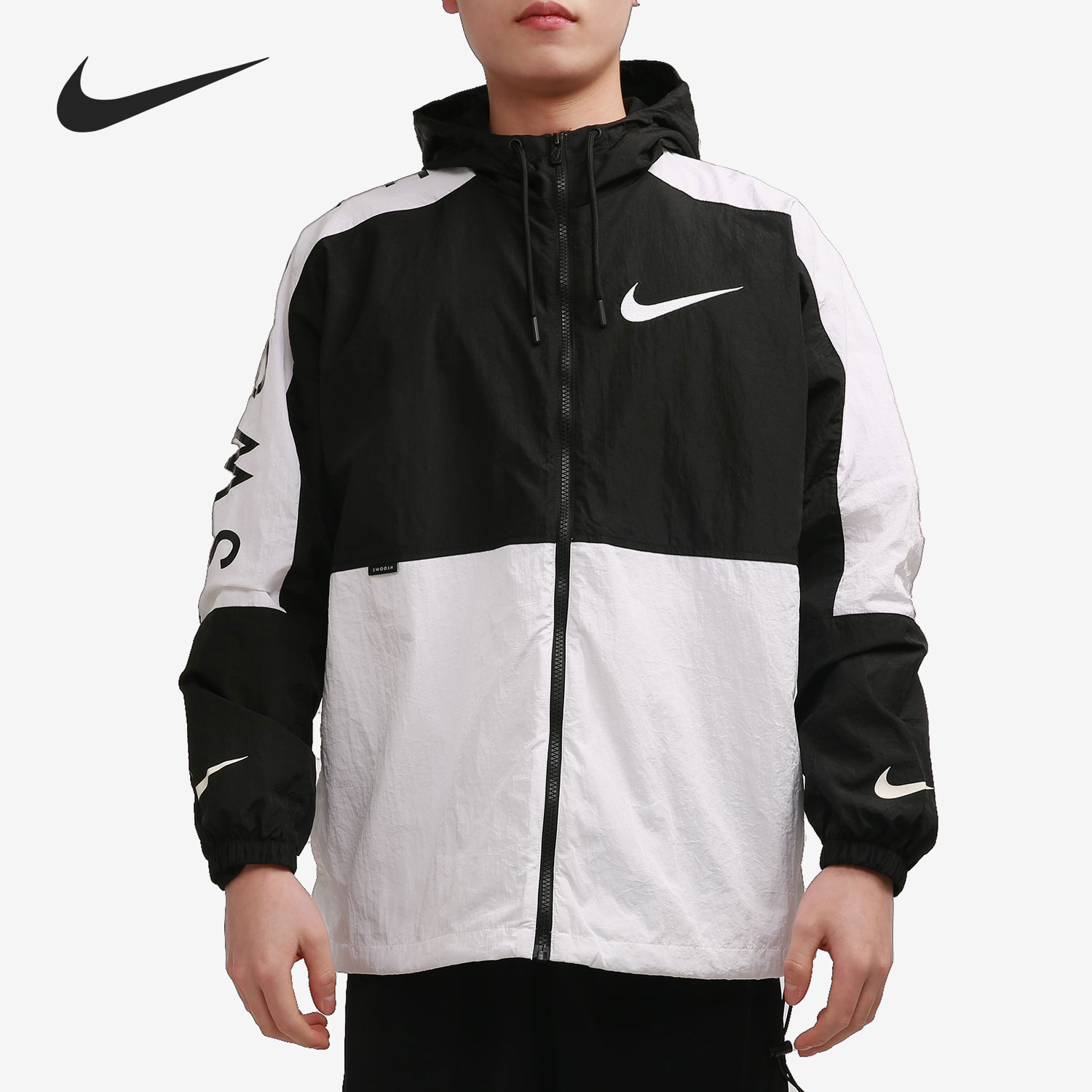 耐克正品男连帽撞色运动夹克外套