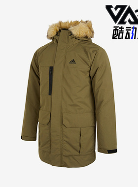 Adidas/阿迪达斯正品冬季男子连帽保暖中长款羽绒服外套 H20765